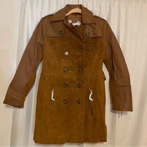 IMAN genuine leather trench coat.  NWT.
